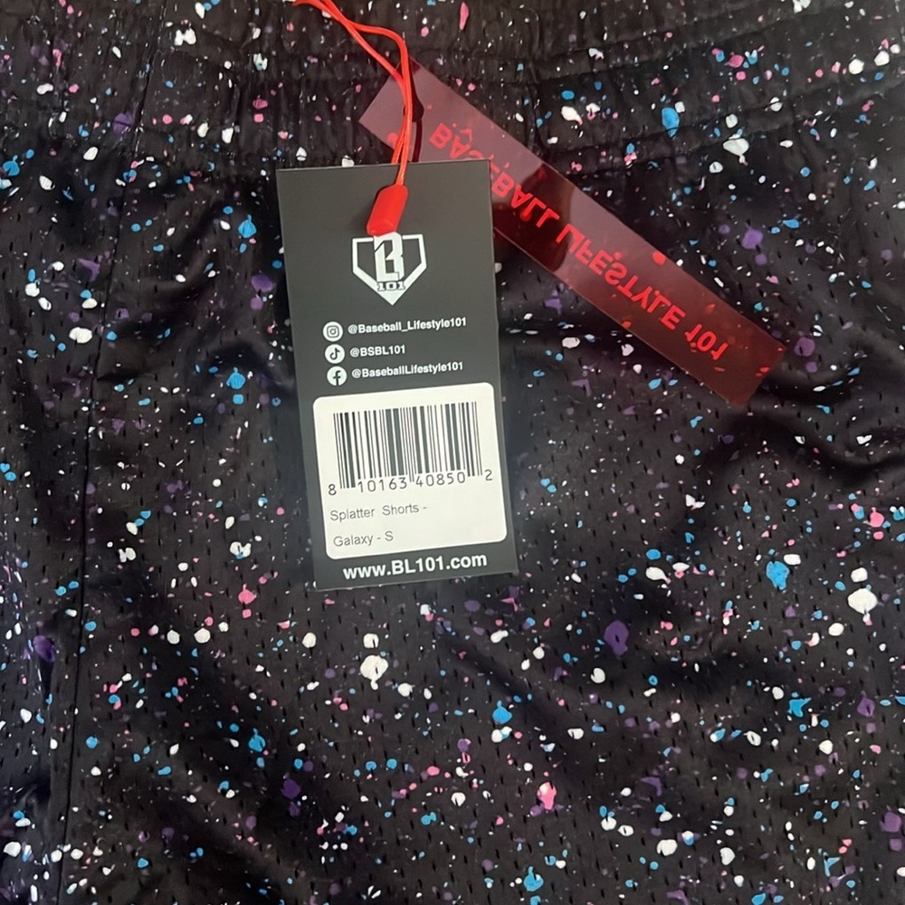 BL101 Black splatter shorts - Picture 2 of 2
